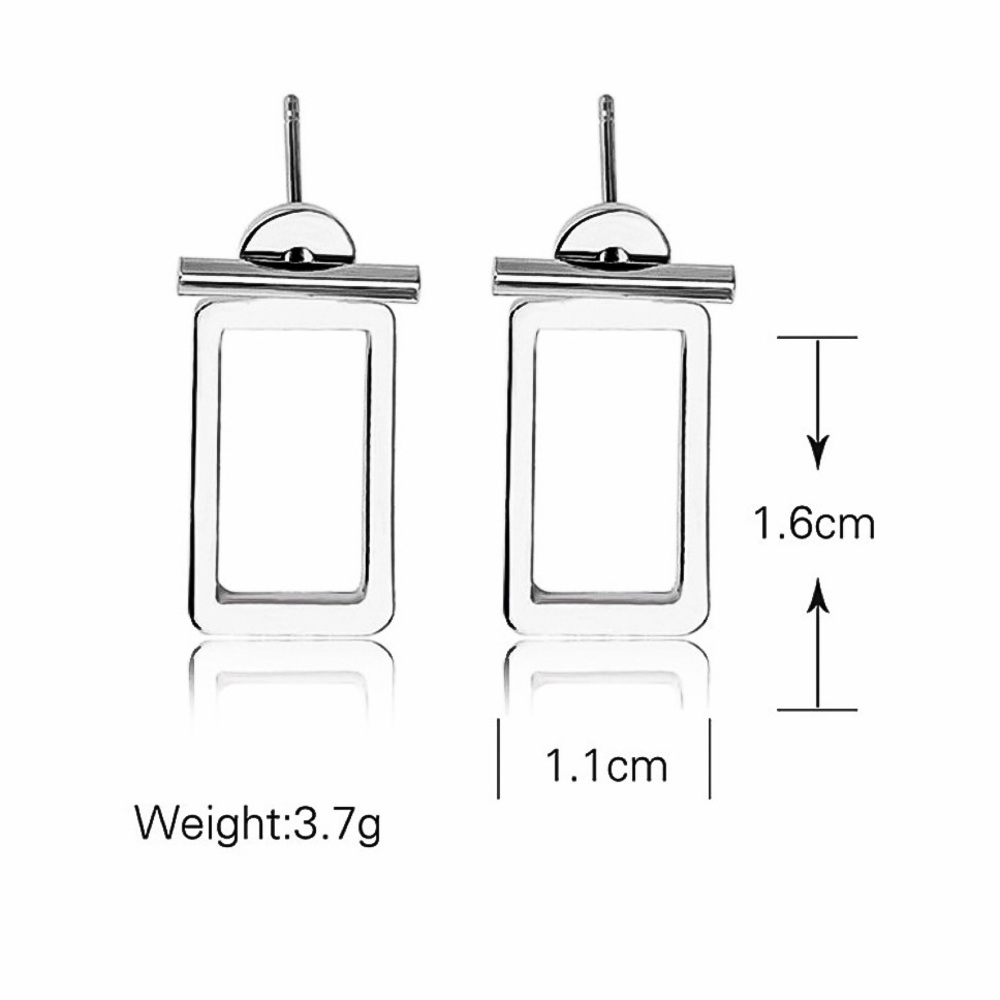 Silver Bar Studs w/Rectangle Jackets - Picture 5 of 7
